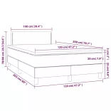 fekete bársony rugós és LED-es ágy matraccal 120x200 cm