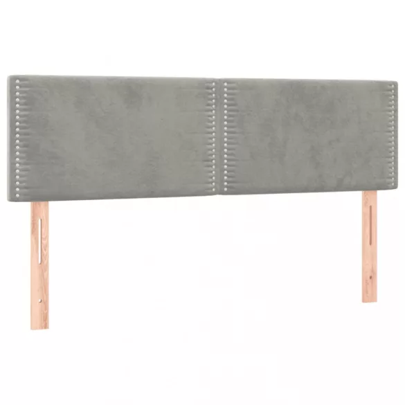 világosszürke bársony rugós és LED-es ágy matraccal 140x190 cm