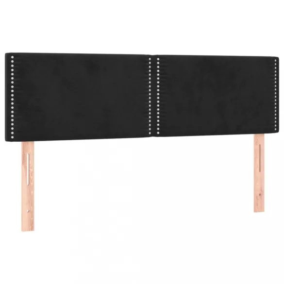 fekete bársony rugós és LED-es ágy matraccal 140x190 cm