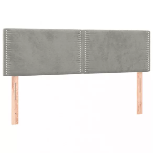 világosszürke bársony rugós és LED-es ágy matraccal 140x200 cm