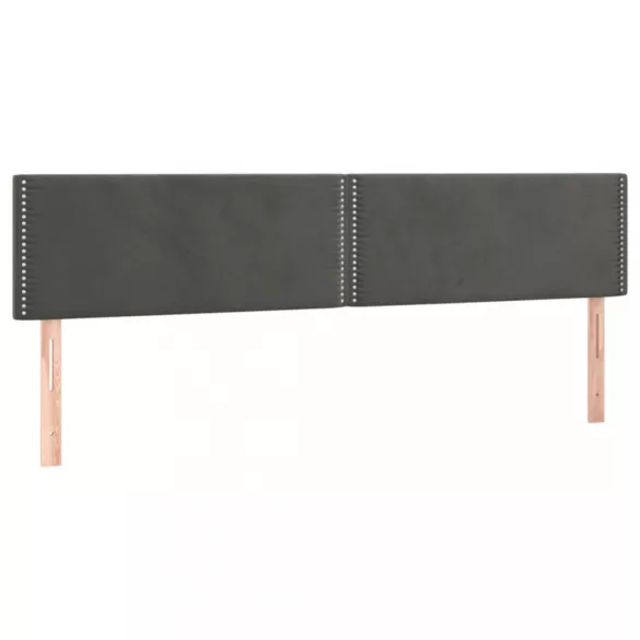 sötétszürke bársony rugós és LED-es ágy matraccal 160x200 cm
