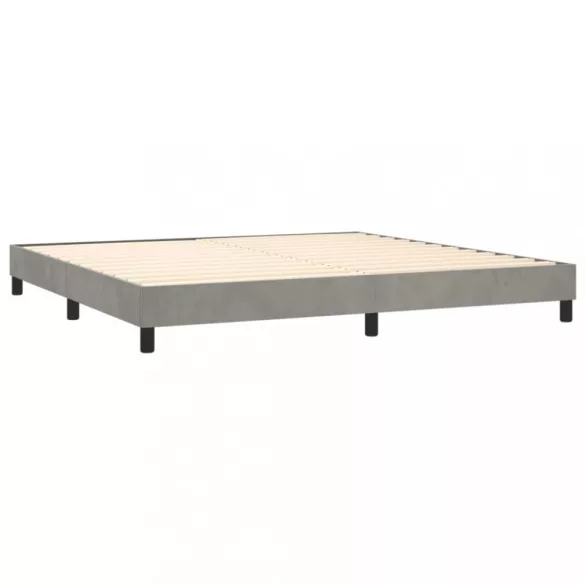 világosszürke bársony rugós és LED-es ágy matraccal 200x200 cm