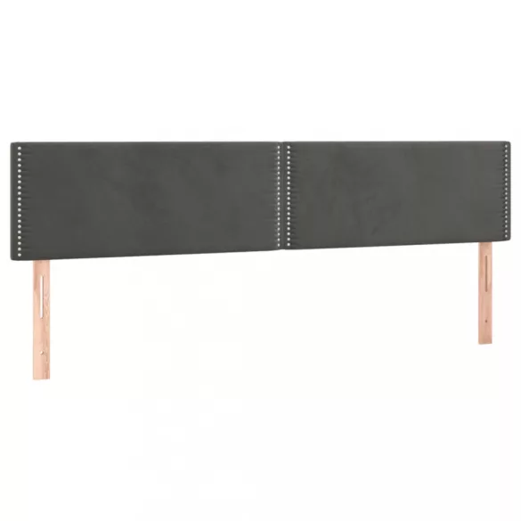 sötétszürke bársony rugós és LED-es ágy matraccal 200x200 cm