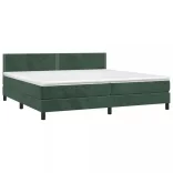 sötétzöld bársony rugós és LED-es ágy matraccal 200x200 cm