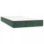 sötétzöld bársony rugós és LED-es ágy matraccal 200x200 cm