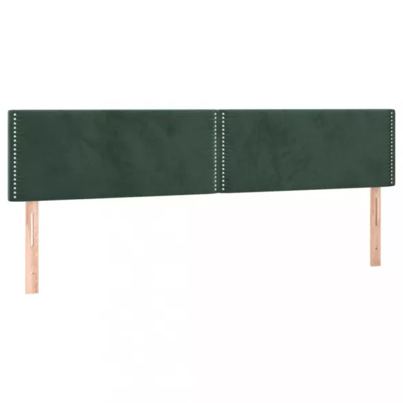 sötétzöld bársony rugós és LED-es ágy matraccal 200x200 cm