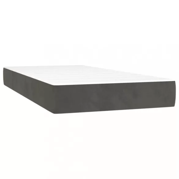 sötétszürke bársony rugós és LED-es ágy matraccal 90x190 cm