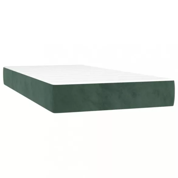 sötétzöld bársony rugós és LED-es ágy matraccal 90x200 cm