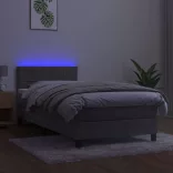 világosszürke bársony rugós és LED-es ágy matraccal 100x200 cm
