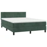 sötétzöld bársony rugós és LED-es ágy matraccal 140x190 cm