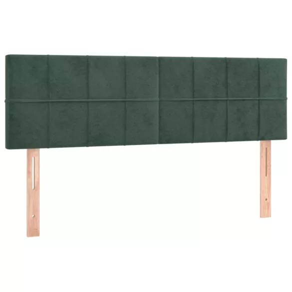 sötétzöld bársony rugós és LED-es ágy matraccal 140x190 cm