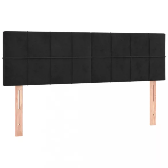 fekete bársony rugós és LED-es ágy matraccal 140x200 cm