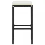 2 db fekete polyrattan bárszék párnával