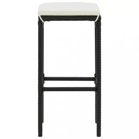 2 db fekete polyrattan bárszék párnával