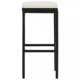 2 db fekete polyrattan bárszék párnával