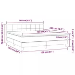 világosszürke bársony rugós és LED-es ágy matraccal 160x200 cm