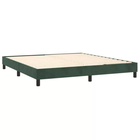 sötétzöld bársony rugós és LED-es ágy matraccal 160x200 cm