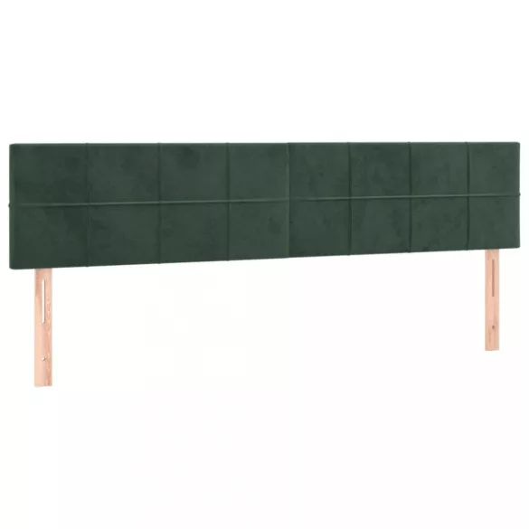sötétzöld bársony rugós és LED-es ágy matraccal 200x200 cm