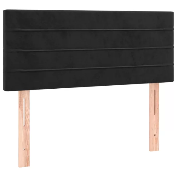 fekete bársony rugós és LED-es ágy matraccal 80 x 200 cm
