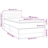 fekete bársony rugós és LED-es ágy matraccal 80 x 200 cm