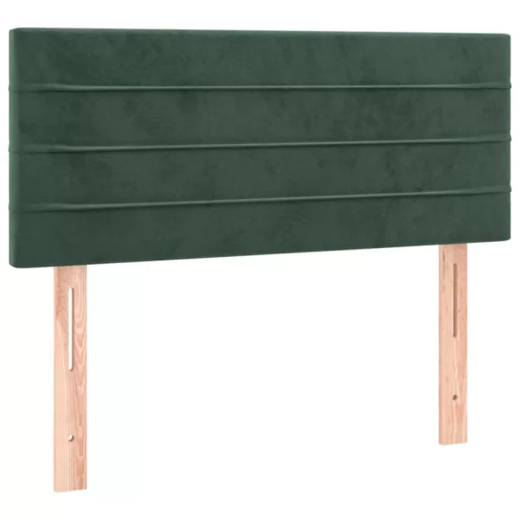 sötétzöld bársony rugós és LED-es ágy matraccal 80 x 200 cm