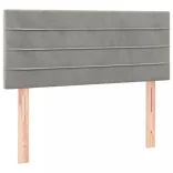 világosszürke bársony rugós és LED-es ágy matraccal 90x190 cm