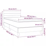 fekete bársony rugós és LED-es ágy matraccal 90x200 cm