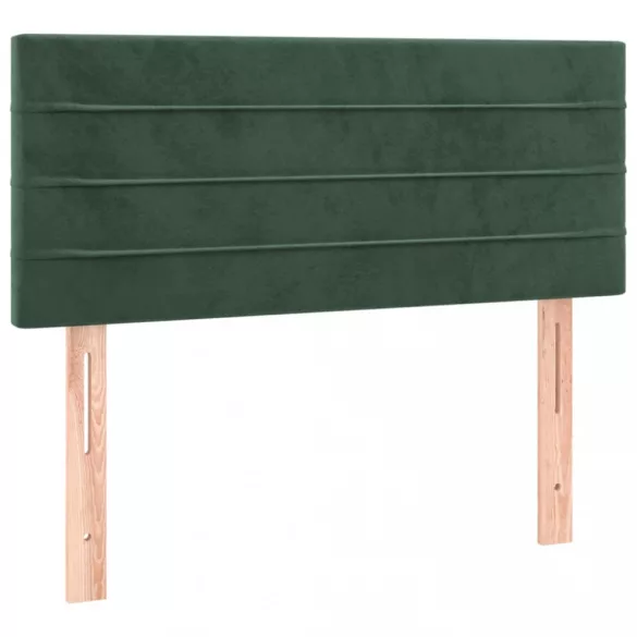 sötétzöld bársony rugós és LED-es ágy matraccal 90x200 cm