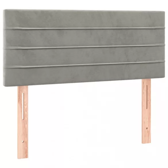 világosszürke bársony rugós és LED-es ágy matraccal 100x200 cm