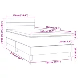 fekete bársony rugós és LED-es ágy matraccal 100x200 cm