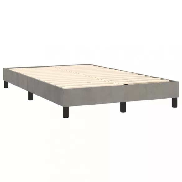 világosszürke bársony rugós és LED-es ágy matraccal 120x200 cm