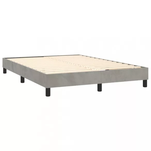 világosszürke bársony rugós és LED-es ágy matraccal 140x190 cm