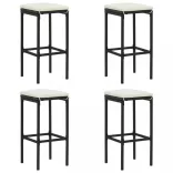 4 db fekete polyrattan bárszék párnával