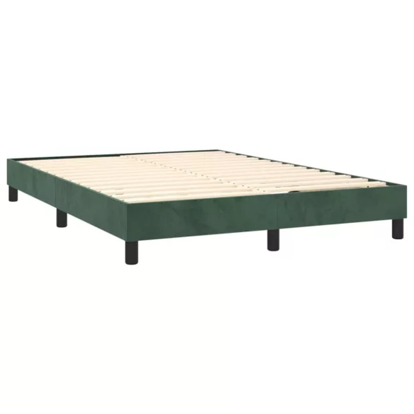 sötétzöld bársony rugós és LED-es ágy matraccal 140x190 cm