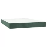 sötétzöld bársony rugós és LED-es ágy matraccal 140x200 cm