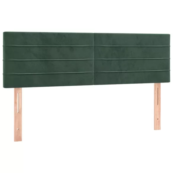 sötétzöld bársony rugós és LED-es ágy matraccal 140x200 cm
