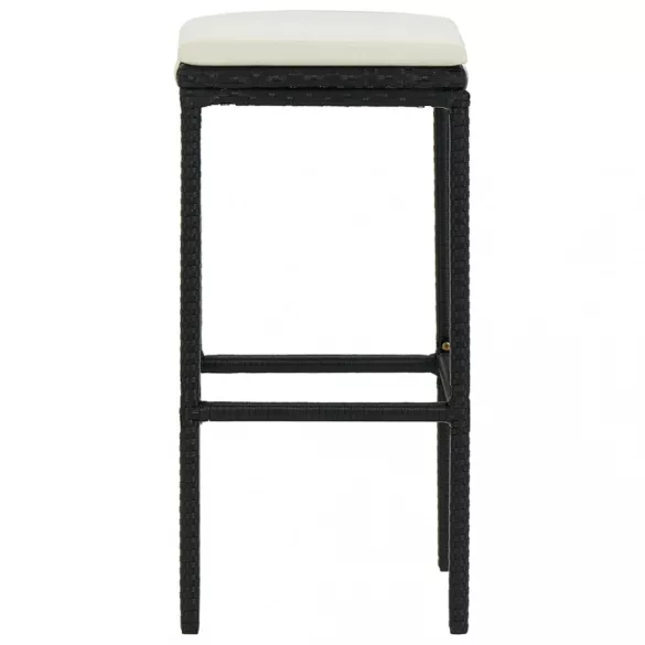 4 db fekete polyrattan bárszék párnával