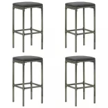 4 db szürke polyrattan bárszék párnával