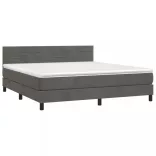 sötétszürke bársony rugós és LED-es ágy matraccal 160x200 cm