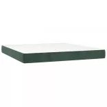 sötétzöld bársony rugós és LED-es ágy matraccal 160x200 cm