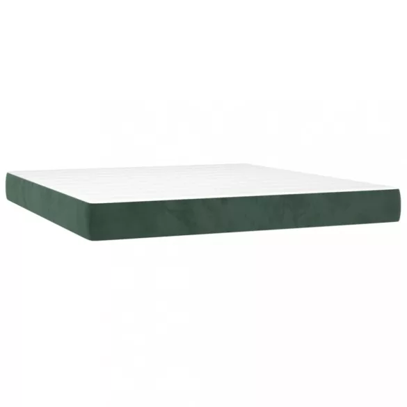 sötétzöld bársony rugós és LED-es ágy matraccal 160x200 cm