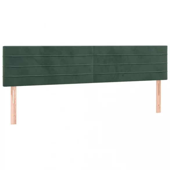 sötétzöld bársony rugós és LED-es ágy matraccal 160x200 cm