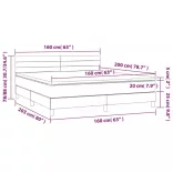 sötétzöld bársony rugós és LED-es ágy matraccal 160x200 cm
