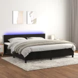 fekete bársony rugós és LED-es ágy matraccal 200x200 cm