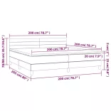 fekete bársony rugós és LED-es ágy matraccal 200x200 cm