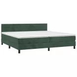 sötétzöld bársony rugós és LED-es ágy matraccal 200x200 cm