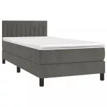 sötétszürke bársony rugós és LED-es ágy matraccal 80 x 200 cm