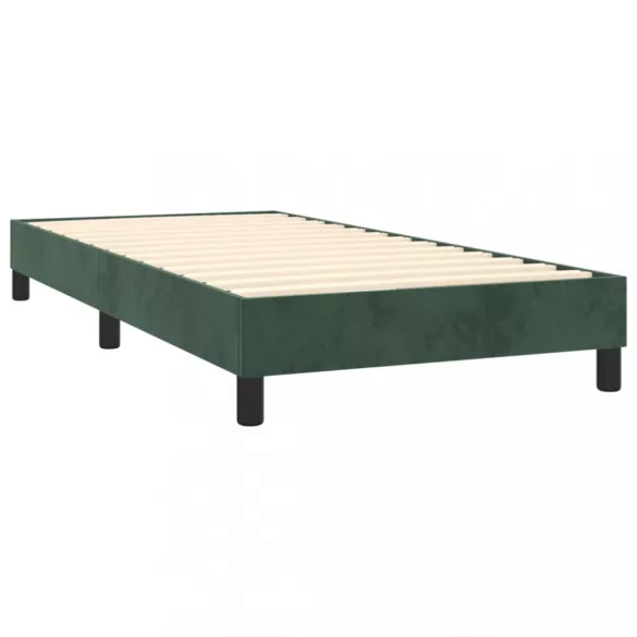 sötétzöld bársony rugós és LED-es ágy matraccal 80 x 200 cm