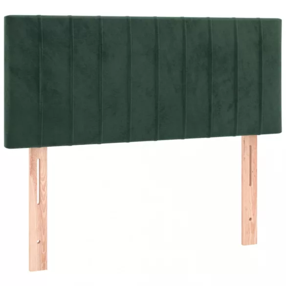 sötétzöld bársony rugós és LED-es ágy matraccal 80 x 200 cm