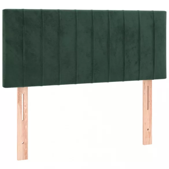 sötétzöld bársony rugós és LED-es ágy matraccal 90x190 cm